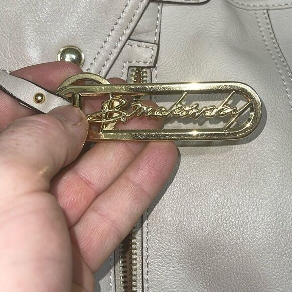 B. Makowsky Leather Tote Shoulder Bag Bone Leather - Picture 4 of 14